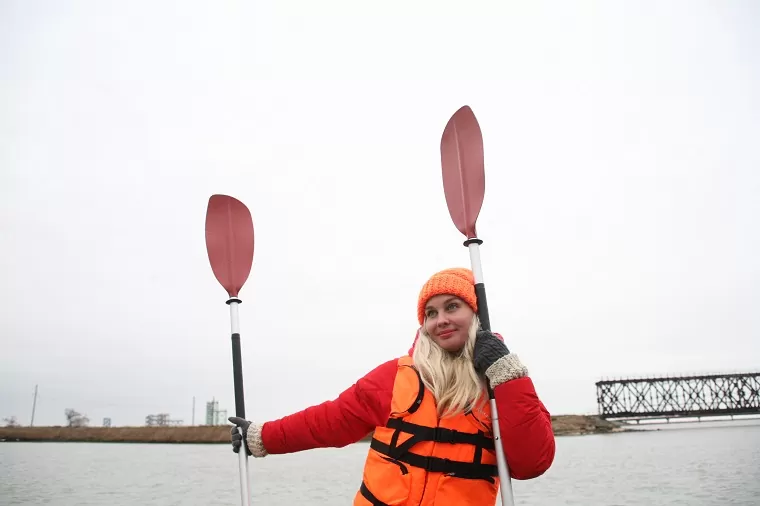 Girl with paddles